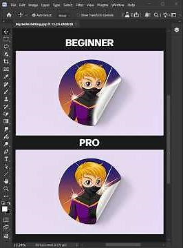 Photoshop 2026 Tips: How to easily insert a design on round stickers with curled edges! #shorts