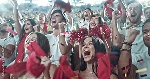 Fans cheer at the stadium Stock Video