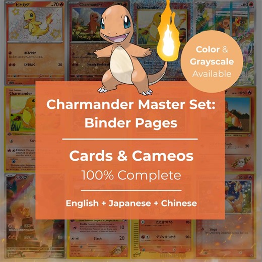 Charmander Master Set Binder Pages | All CARDS & CAMEOS | English   Japanese   Chinese | 100% Complete (1995-2026) | Printable PDF - Etsy