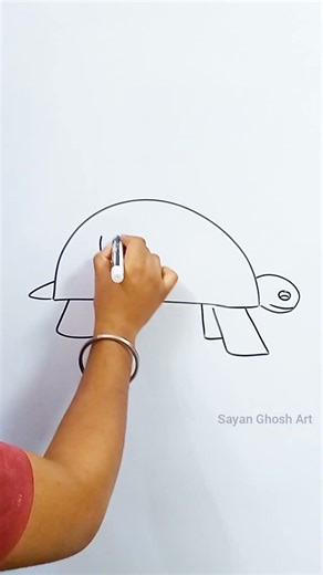 Turtle Drawing 🐢 | Easy Step by Step Turtle Drawing for Beginners #art #shorts #shortsfeed