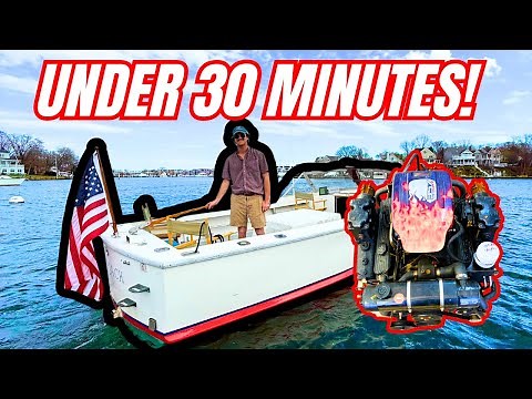 Inboard Boat Engine Install And Start Up In LESS THAN 30 Minutes?! Mercruiser 357 Small Block Chevy