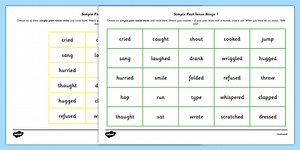 Simple Past Tense Bingo