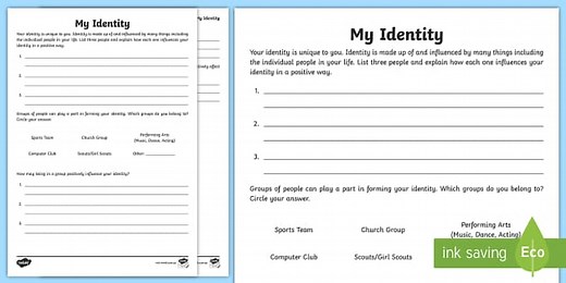 My Identity Worksheet
