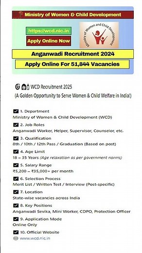 WCD Recruitment 2025 Apply for latest Jobs