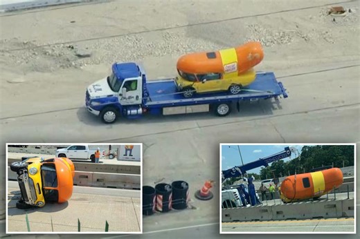Oscar Mayer Wienermobile rolls over after crashing on highway