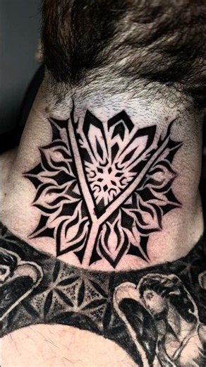 Bold Mandala Throat Tattoo 🔥 Blackwork Neck Piece