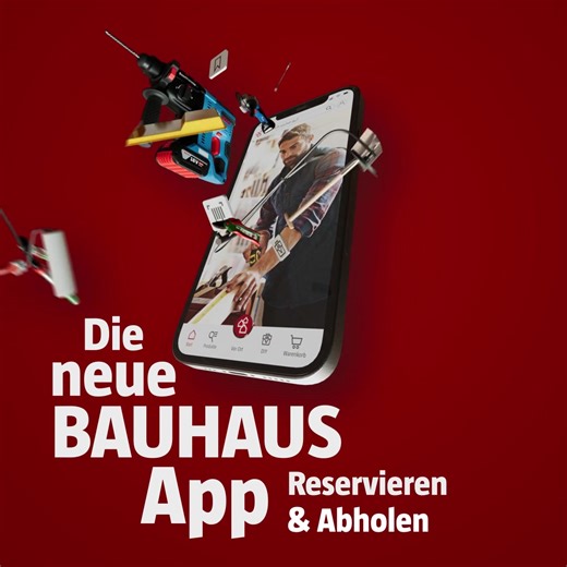Die neue BAUHAUS App ist da! Alles für Projekte & Reparaturen. Einfach installieren & starten! 🛠️ ✔ Bequem von zu Hause aus shoppen ✔ Mühelos Produkte finden ohne Suchen ✔ Einkäufe einfach organisieren ✔ Alle Produktinfos direkt griffbereit ✔ Praktische Anleitungen & Inspiration ✔ Online reservieren und rund um die Uhr abholen ➡️Jetzt herunterladen! | BAUHAUS Deutschland