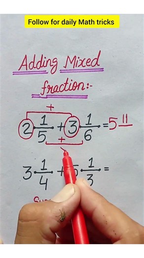 Adding Mixed Fraction Hack 🔥 #maths