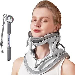 zenopax Cervical Neck Traction Device, Neck Stretcher for Neck Traction and Support, with Air Pump and 8 Built-in Airbag Support, Adjustable Neck Traction Devices for Home Use to Relieve Neck Pain