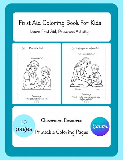 First Aid Coloring Book for Kids | Safety Learning (printable PDF) - Etsy