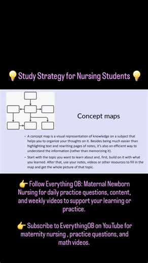 💡 Study Strategy for Nursing Students 💡 👉 Follow Everything OB: Maternal Newborn Nursing for daily practice questions, content, and weekly videos to support your learning or practice. 👉 Subscribe to EverythingOB on YouTube for maternity nursing, practice questions and math videos. #nursingstudent #NCLEX #nclexprep #studystrategies #studytips #HESI #nursingschool #studentsuccess #everythingob #collegelife #futurenurse | Everything OB: Maternal Newborn Nursing
