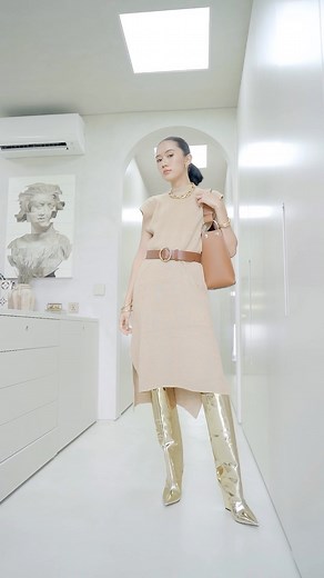 Camille Co - Koro on Instagram: "Category is ⭐️GOLDEN⭐️. From my golden boots to my golden skin, we’re channeling youthful—thanks to @snailwhitephils. This 6.6 on Lazada, get a FREE Double Boosting Anti-Aging Serum when you purchase the Gold Advanced Cream."