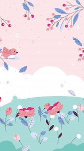 Cute Floral Spring Background with Birds | Free Stock Video Footage