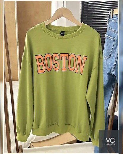 Boston Graphic Oversized Crewneck Sweatshirt
