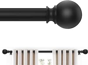 Curtain Rod for Windows 18-45 Inch, Black 5/8 Inch Small Window Treatment Rods, Short Adjustable Splicing Drapery pole, Matte Black