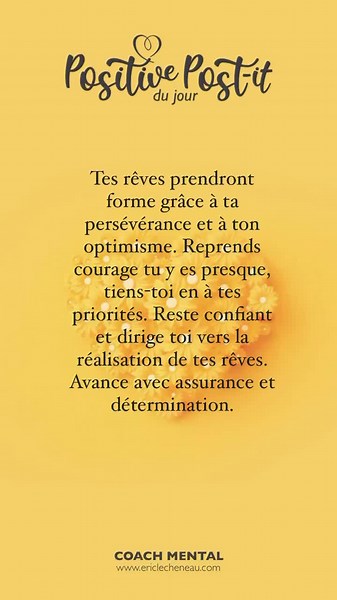 Une pensée positive le matin peut changer toute une journée, alors commençons notre journée avec une pensée positive, retrouve chaque jour le « Positive Post-it ». Abonne-toi ! Belle semaine ✨💎✨ #positivepostit #messagepositif #coach #penseepositive #postit #coachmental #preparateurmental #developpementpersonnel #bonheur #penseesquotidiennes #optimisme #spiritualité #serenite #estimedesoi #positivevibes #cancer #cancerdusein #coeur #amour #cancers #feelgood #positivite #lacherprise #santemental