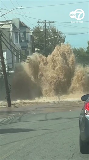 Water shoots into air after water main break in Newark, NJ