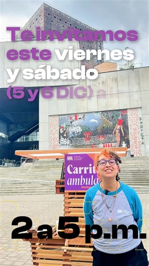 ✨ ¡Ven a conocer nuestro Carrito ambulante en el MAMM! Esta mediación, creada para acercar la experiencia del Museo a más personas, estará rodando por la Plazoleta el viernes y sábado de 2 p.m. a 5 p.m., cargada de actividades para todos. 🎨 No te pierdas actividades como la creación de esculturas y la estampación de prendas con serigrafía ambulante, una nueva forma de llevar el Museo fuera y vivir el arte de manera cercana y participativa. ¡Los esperamos en la Plazoleta MAMM! Esta actividad de 