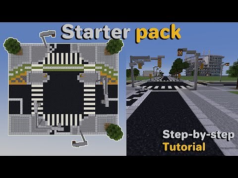 MINECRAFT - How to Build a City Road/Crossroad - Easy Step-by-step Tutorial