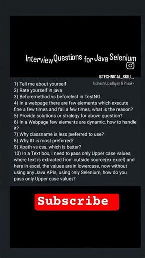 Interview Questions Preparation for Java Selenium #softwaredevelopment #javaprogramming #selenium