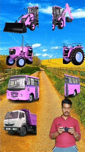Pink tractor jcb bus truck #vfx #shorts #viralshort