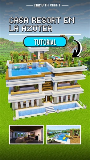 Minecraft: Casa Moderna con Resort en la Azotea | Tutorial