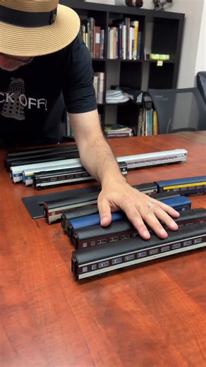 The first decorated samples of our Super Continental line coaches have arrived and Jason as always can’t contain himself. Look for these to arrive this fall! #hoscale #passengercar #viarail #rapidotrains #scalemodels #modeltrains #passengercoach | Rapido Trains Inc.