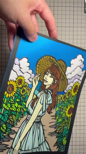 向日葵畑で #切り絵 #paperart #向日葵 #cuttingart
