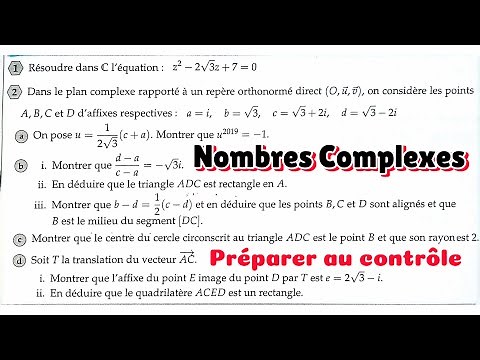 Les nombres complexes 2bac exercice corrigé pour préparer au contrôle
