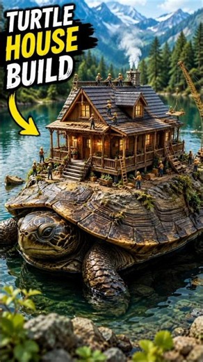 Luxury House Built on a Giant Turtle 🐢🤯 | Miniature AI Construction Timelapse #shorts