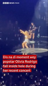 American popstar, Olivia Rodrigo don convince her fans say she dey okay afta she land gbosa inside one hole wey bin dey stage for her concert for Australia on Monday. Di Good 4 U singer wey dey on tour currently bin even post video of clip for her on TikTok to convince her fans say true-true she dey fine. Di former Disney star wey blow wit her first single, Drivers Licence for 2021, dey get four oda shows to perform later dis week. | BBC News Pidgin