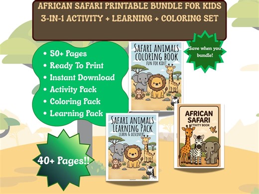 African Safari Printable Bundle for Kids | Coloring, Activities, Learning Worksheets (PDF) - Etsy