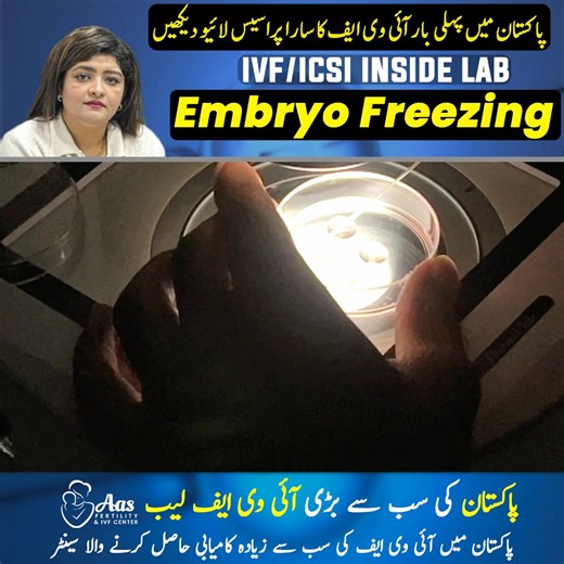 Curious about embryo freezing? 🤔 This reel gives you an exclusive look inside our IVF lab at Aas Fertility & IVF Center! Dr. Naila Jabeen, our Consultant Gynaecologist, explains the process of cryopreservation and how it can give you more flexibility and hope on your fertility journey. . From 11:00 AM to 4:00 PM, we're open every day. . Dr. Naila Jabeen Consultant Gynecologist & Obstetrician Infertility Specialist. . For more information, Call 0311-1100251. . #EmbryoFreezing #Cryopreservation #