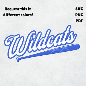 Wildcats Baseball Softball SVG PNG PDF | Royal Blue White Team Script Logo | Wildcats Mascot Design for Cricut & Printing - Etsy