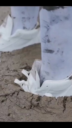 white sneakers stuck in the mud #fpy