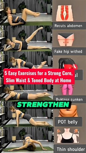 🔥 How to Strengthen Your Core & Slim Your Waist | 5 Easy Home Exercises #Shorts #homeworkout