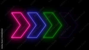 Arrow loop animation direction concept. Colorful arrow icon concept. Arrow direction sign animation. Usable in wayfinding and gaming.