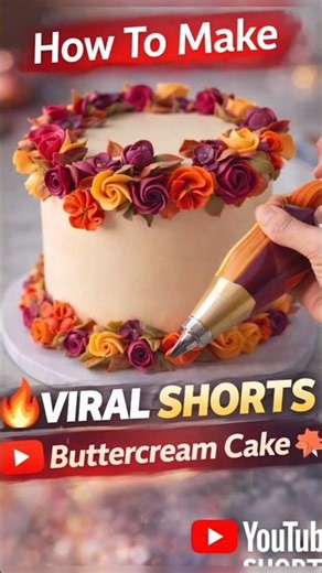 Autumn Buttercream Cake in 60 Seconds! 🍁 Easy Cake Decorating