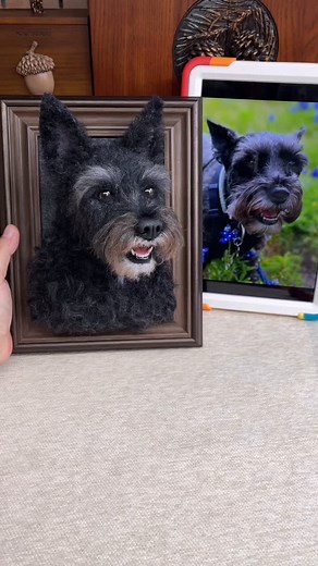 24K views · 6.6K reactions | A lock of Toby’s hair was incorporated into his portrait, and it blended so beautifully with the wool—it added such a special, personal touch that felt truly meaningful. Our client absolutely loved the main reference photo but wanted to see Toby’s ears standing up, just like they remember him at his most lively❤️ #petportrait #petloss #petmemorials #artoftheday | My Woolever Friend | Facebook