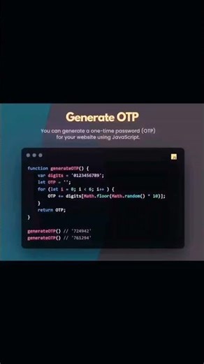 Generate OTP via JavaScript #coding #jstips #otp #webdevelopment