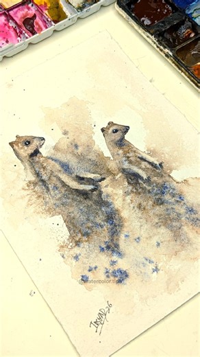 Watercolour Mongoose Tutorial | Watercolor Tips #watercolor #painting #mongoose #artshorts #animals