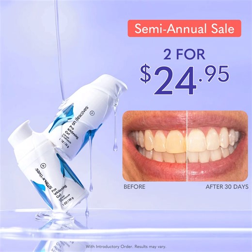 Our Semi-Annual Sale starts NOW! Shop now and get 2 Pro Whitening Gels for $24.95 with your introductory offer for a limited time 🦷 | smileactives