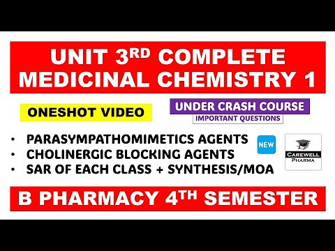 Unit 3 Medicinal Chemistry 4th Sem Complete || Parasympathetic Nervous System || Carewell Pharma