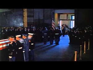 Coffin bearing the body of John Kennedy is carried down the Capitol Steps for cor...HD Stock Footage