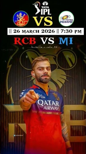 RCB vs MI 🔥 26 March 2026 | 7:30 PM | IPL BLOCKBUSTER CLASH 💥#cricket