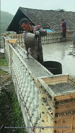 Rural Fence Building with Molds! Concrete Guardrail DIY from Start to Finish 🔥