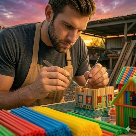 A Whole City Made of Straws? This Is Insane 🤯#handmade#StrawCity #MiniatureArt #diyart#creativeideas