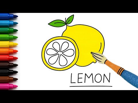 How to Draw Lemon Easy | Lemon Drawing and Coloring for Kids | Learn Fruits for Toddlers | Easy kids