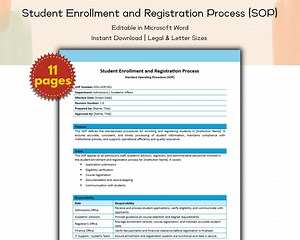 Student Enrollment and Registration Process SOP Editable and Printable Template, Education and Training Standard Operating Procedure - Etsy