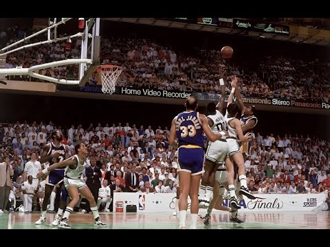 1987 NBA Finals Game 4 Los Angeles Lakers at Boston Celtics, June 9, 1987, Magic Baby Sky Hook